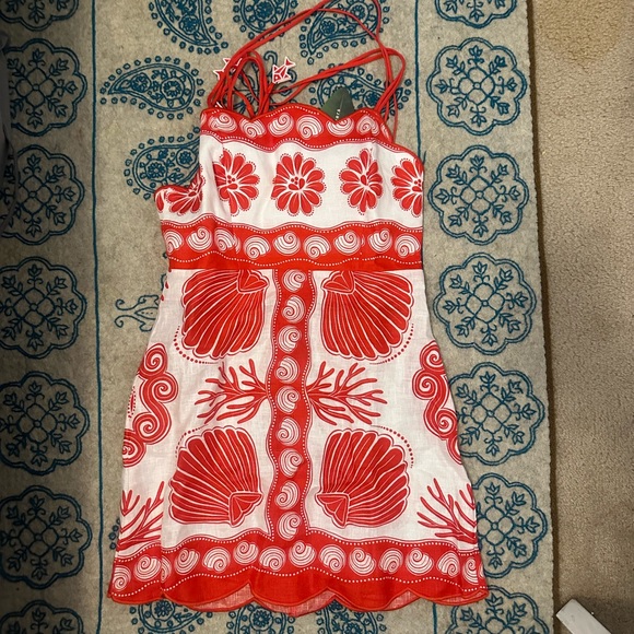 FARM Rio Red and White Mini Dress - Picture 2 of 6